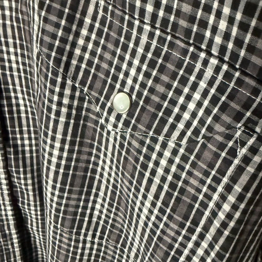 Panhandle Slim Western Brown Black and White Plaid Button-Up Shirt w Buttons - Picture 4 of 5